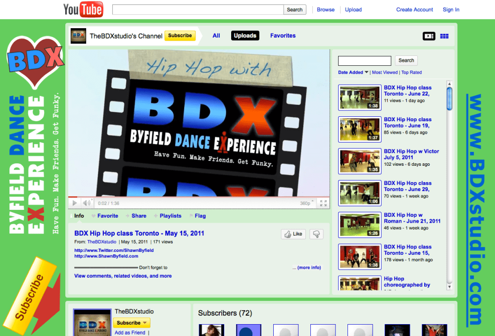BDX Toronto dance studio on Youtube